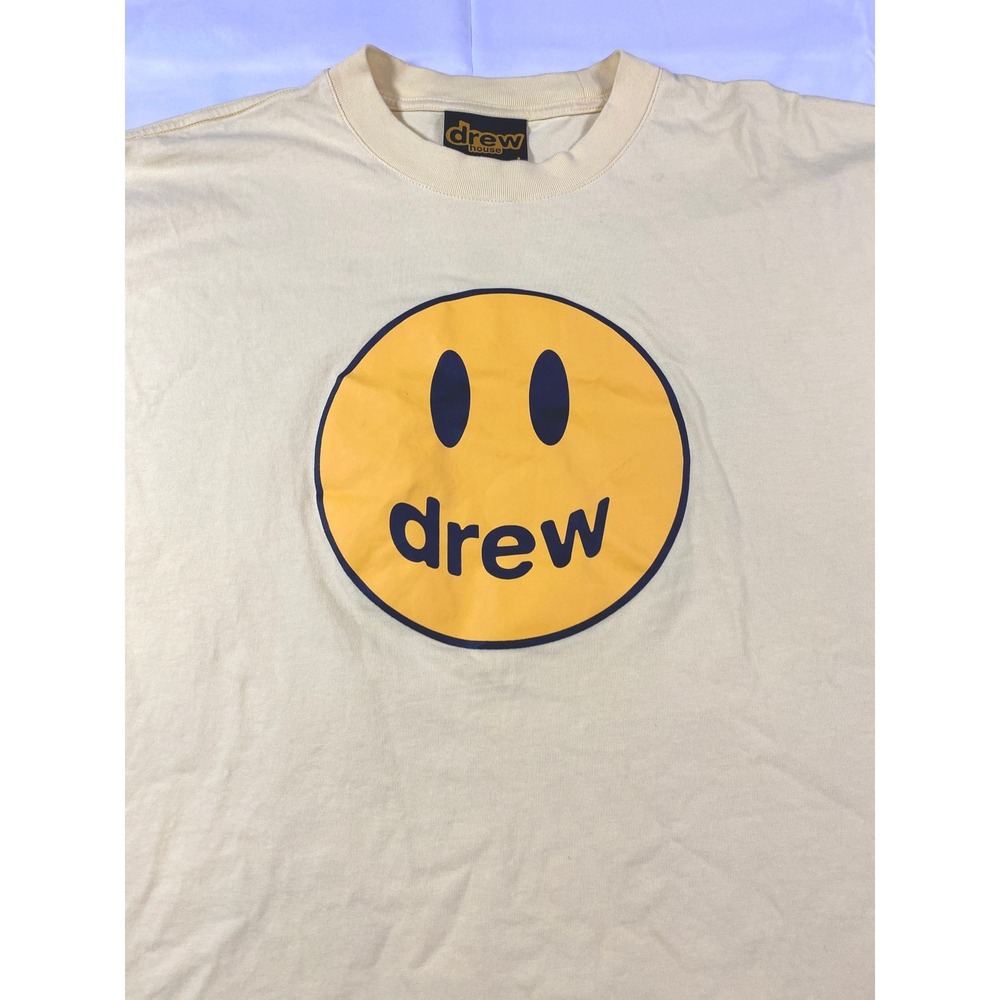 Drew House Mascot Smiley Face‎ T-Shirt Pale Yellow Mens Large Streetwear Tee